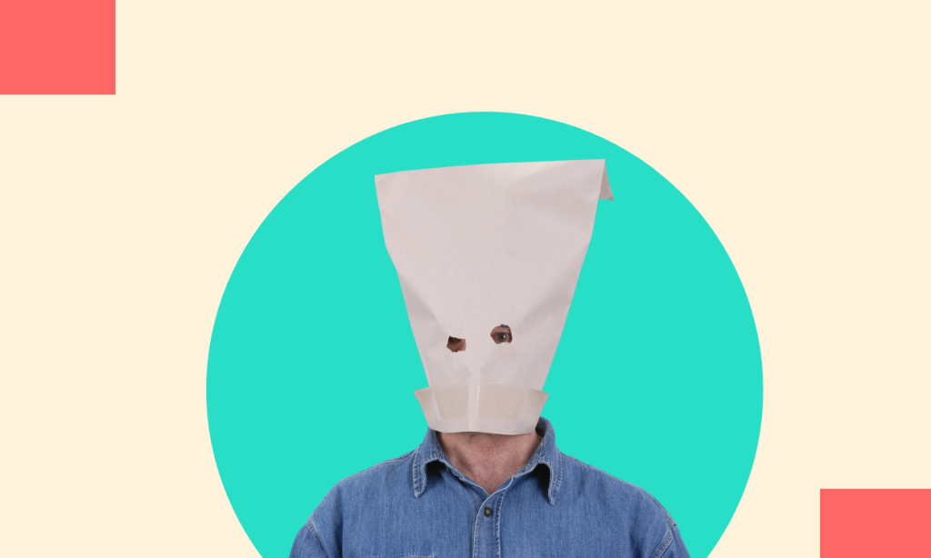 man with covered face.